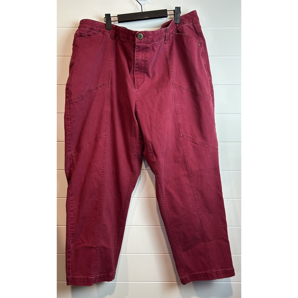 Catherines Comfort Waist Ankle Pants Sz 3X (28/28w) Burgundy